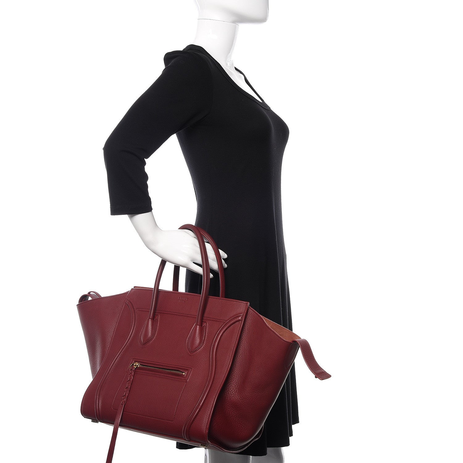 Celine Supple Calfskin Medium Phantom Luggage Burgundy 2 of 9