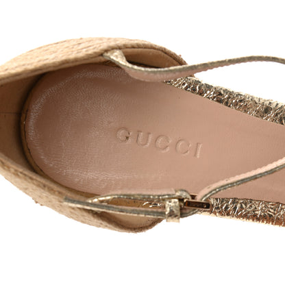 Gucci Galassia Horsebit Platform Espadrille Wedge Sandals 36.5 Platino 9 of 11