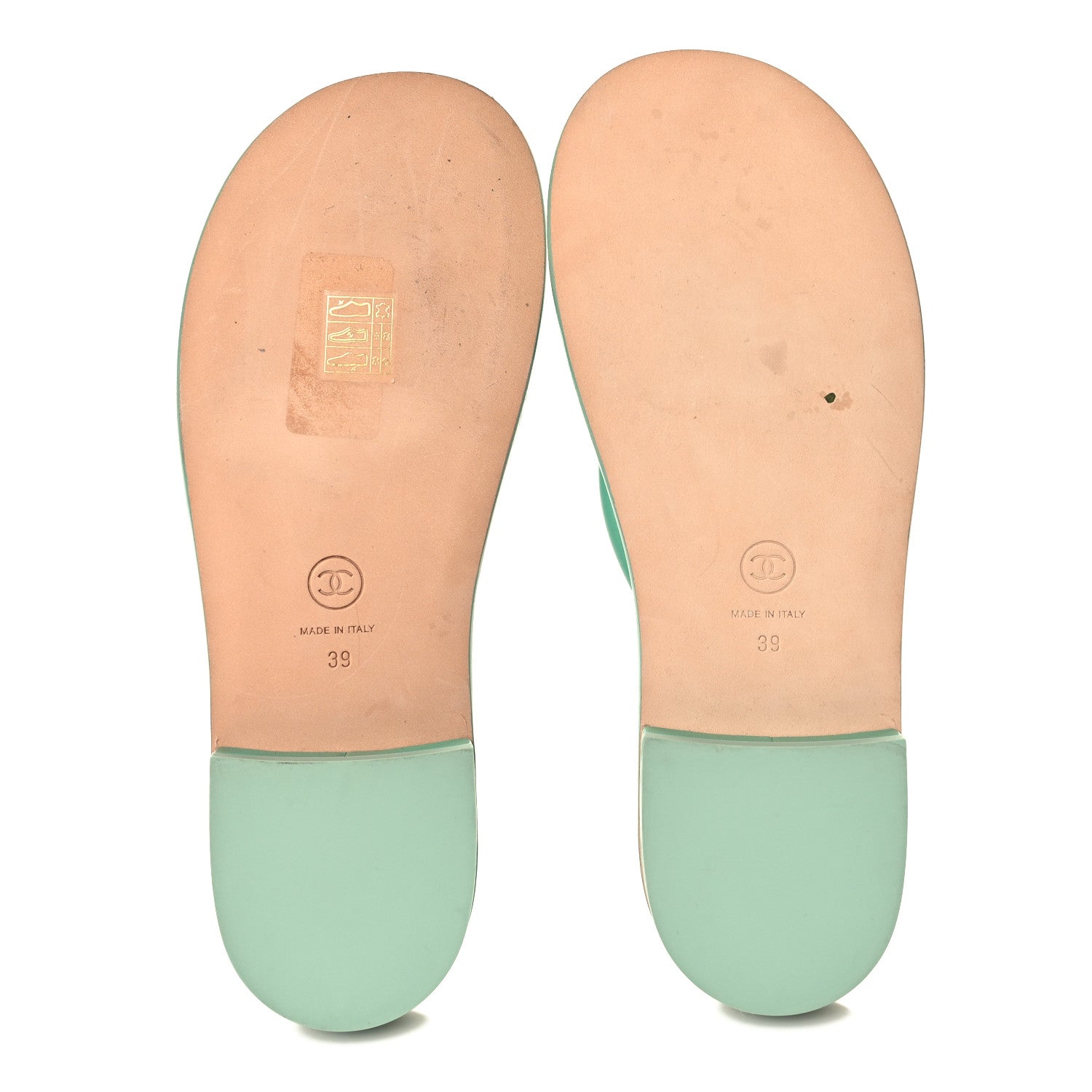 Chanel Lambskin Terry Cloth CC Thong Sandals 39 Green 6 of 8