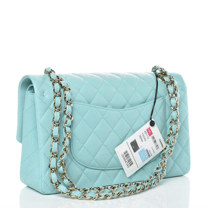Chanel Caviar Quilted Medium Double Flap Light Blue 3 of 10
