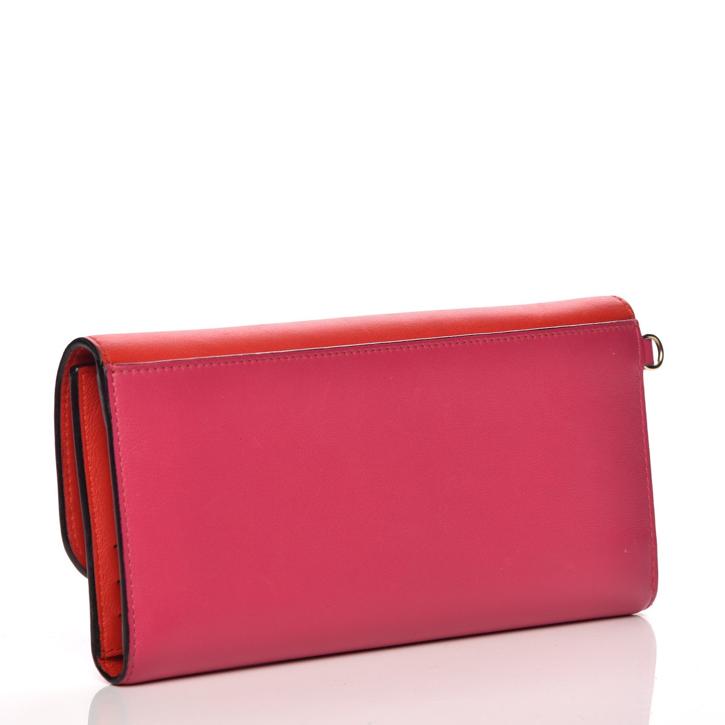 Smooth Calfskin Bi-Color Diorissimo Long Wallet Pink Red