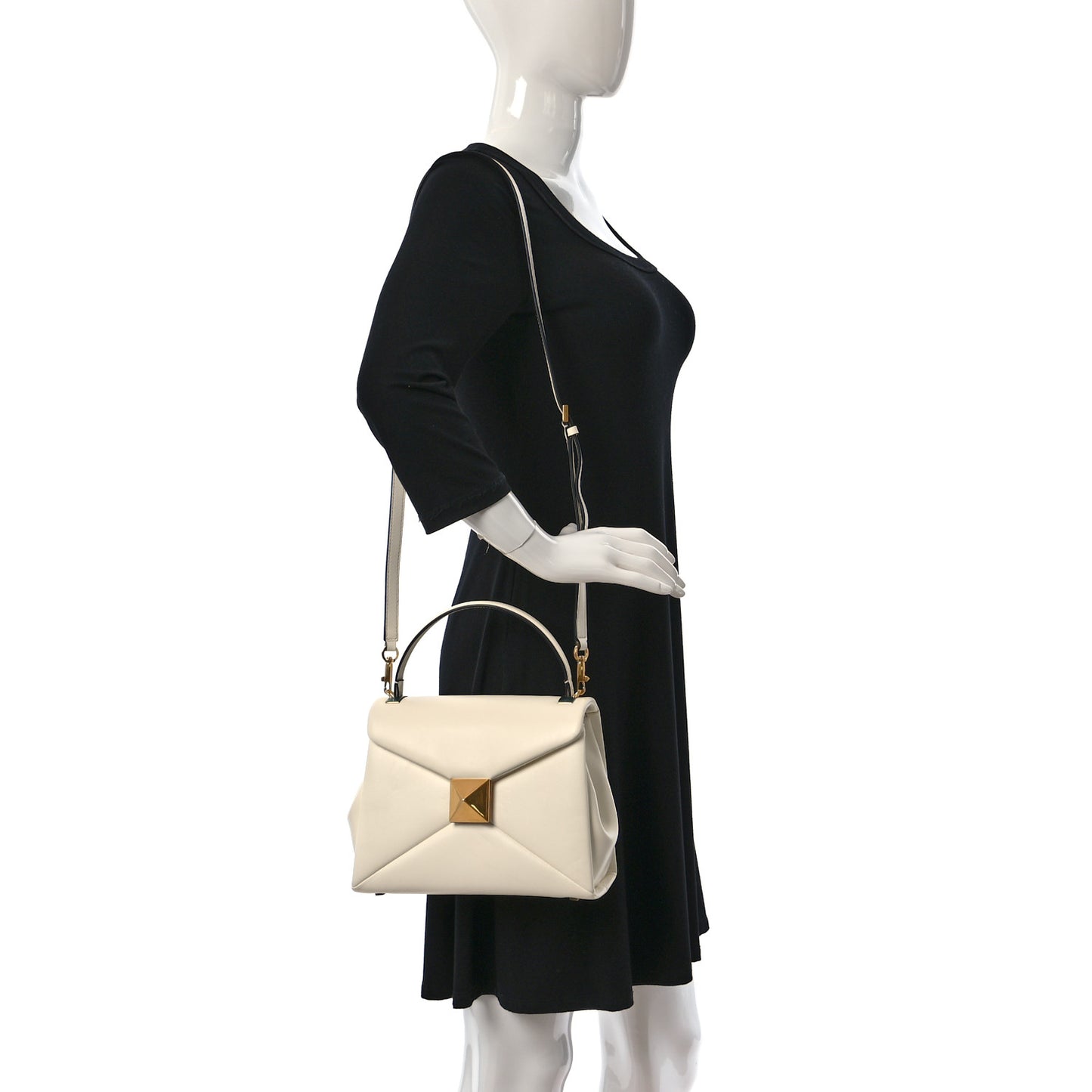 Nappa Small One Stud Top Handle Bag Ivory