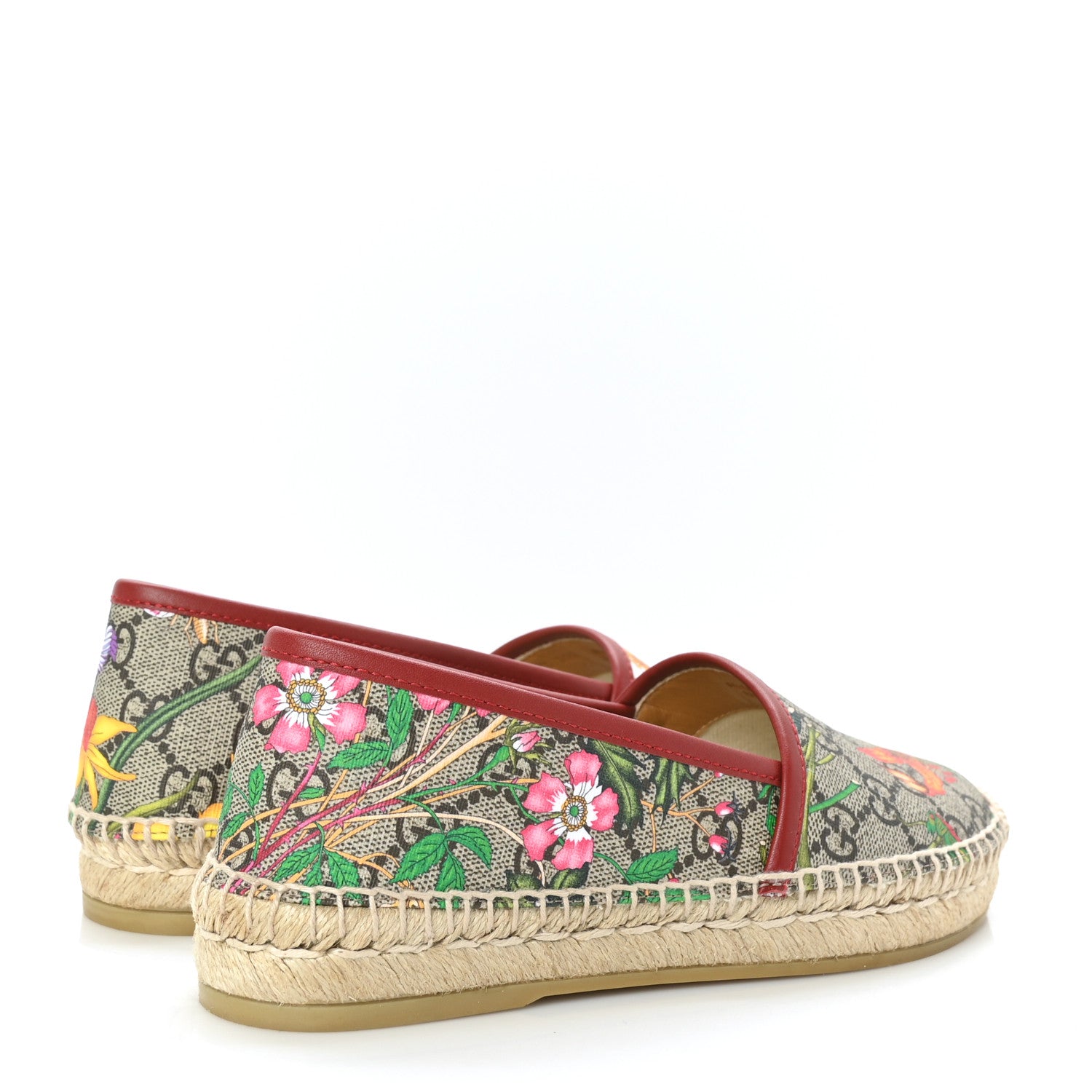 Gucci GG Supreme Monogram Tian Womens Espadrilles 35.5 Beige Multicolor Red 4 of 9