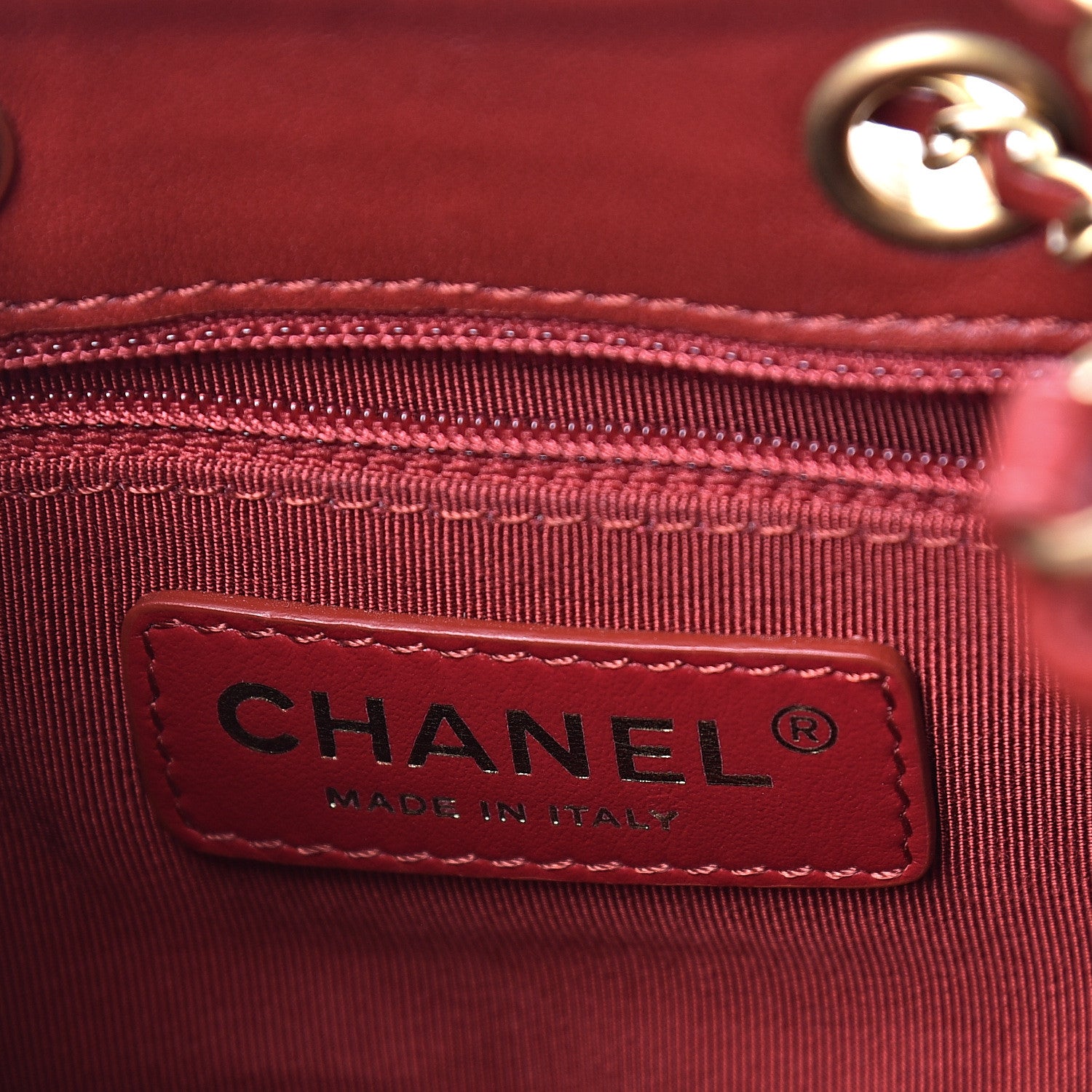 Chanel Calfskin Stitched Small Egyptian Amulet Drawstring Bag Red 5 of 9