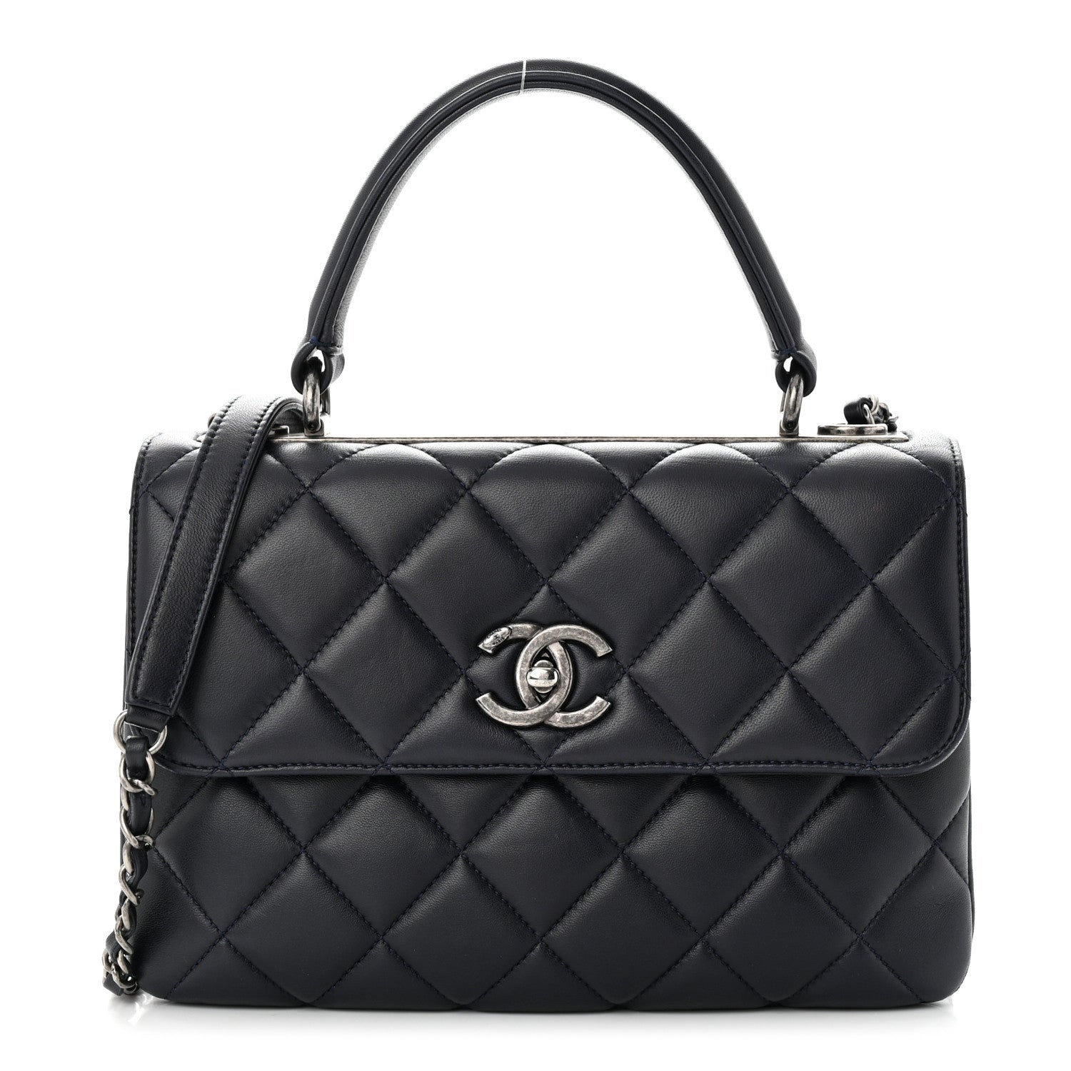 Chanel Lambskin Quilted Small Trendy CC Dual Handle Flap Bag Navy 1 of 13