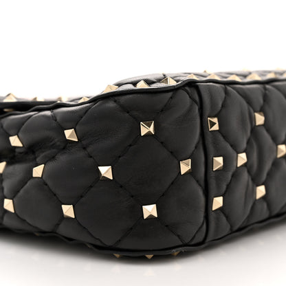 Valentino Garavani Lambskin VLTN Print Medium Rockstud Spike Shoulder Bag Black 8 of 11