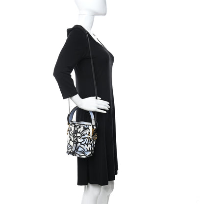 Fendi X JOSHUA VIDES Fabric Flower Clouds Embroidered Mini Mon Tresor Bucket Bag White Celeste Black 2 of 13