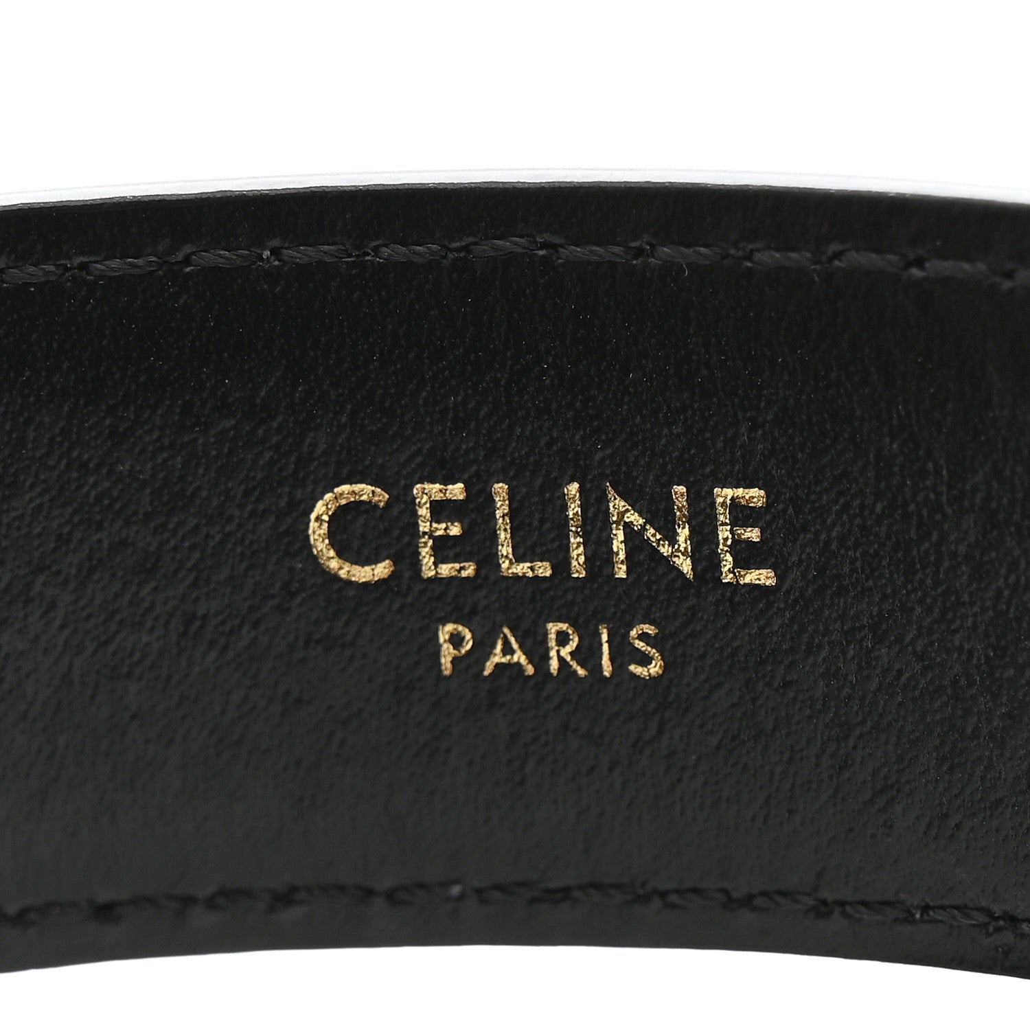 Celine Box Calfskin Medium 25mm Triomphe Belt 80 32 Black 3 of 6