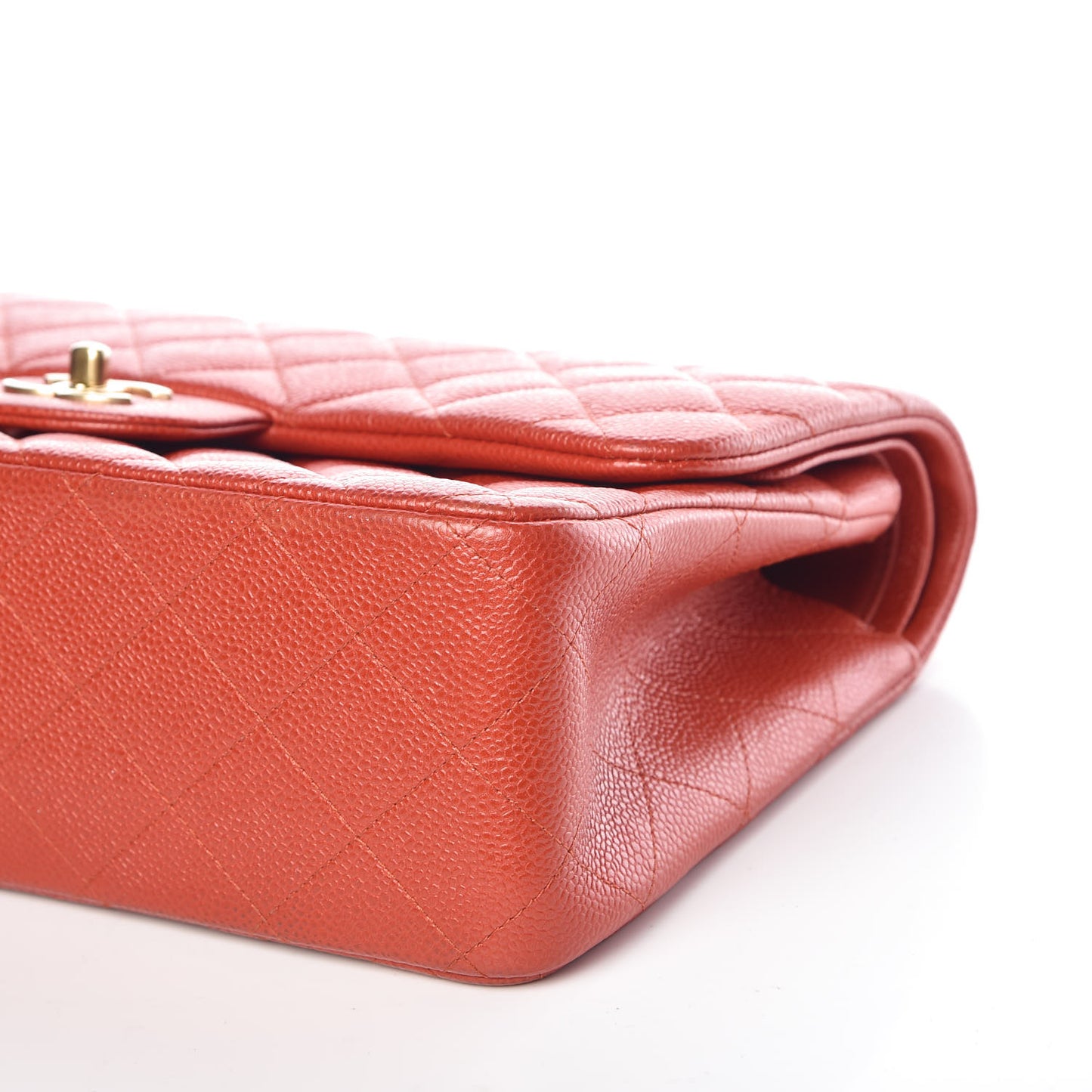 Pearly Caviar Quilted Jumbo Double Flap Orange