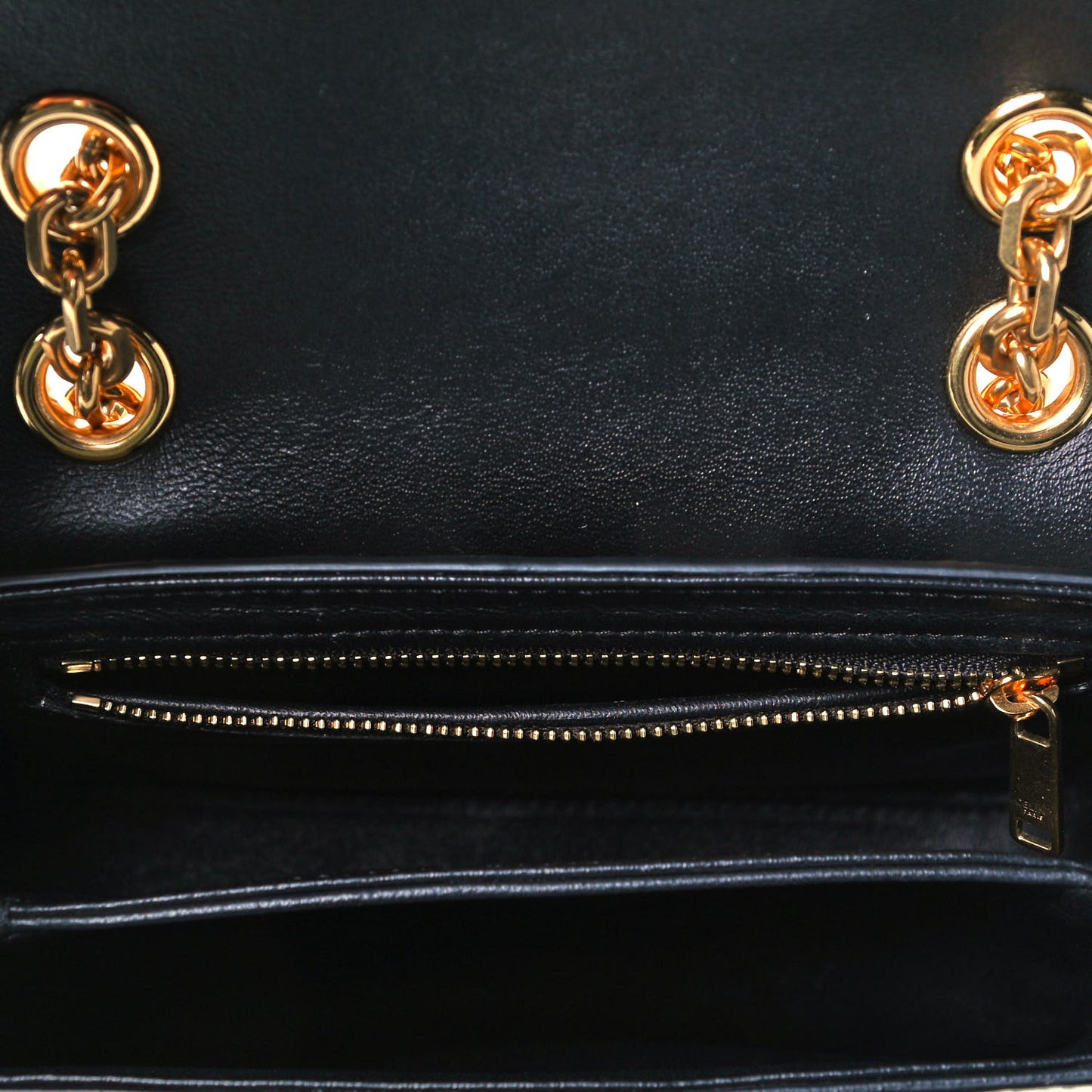 Shiny Calfskin Stripes Small C Bag Black