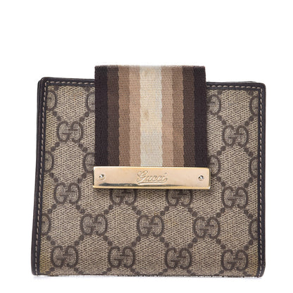 Gucci GG Monogram Ladies Web French Flap Wallet Brown 1 of 8