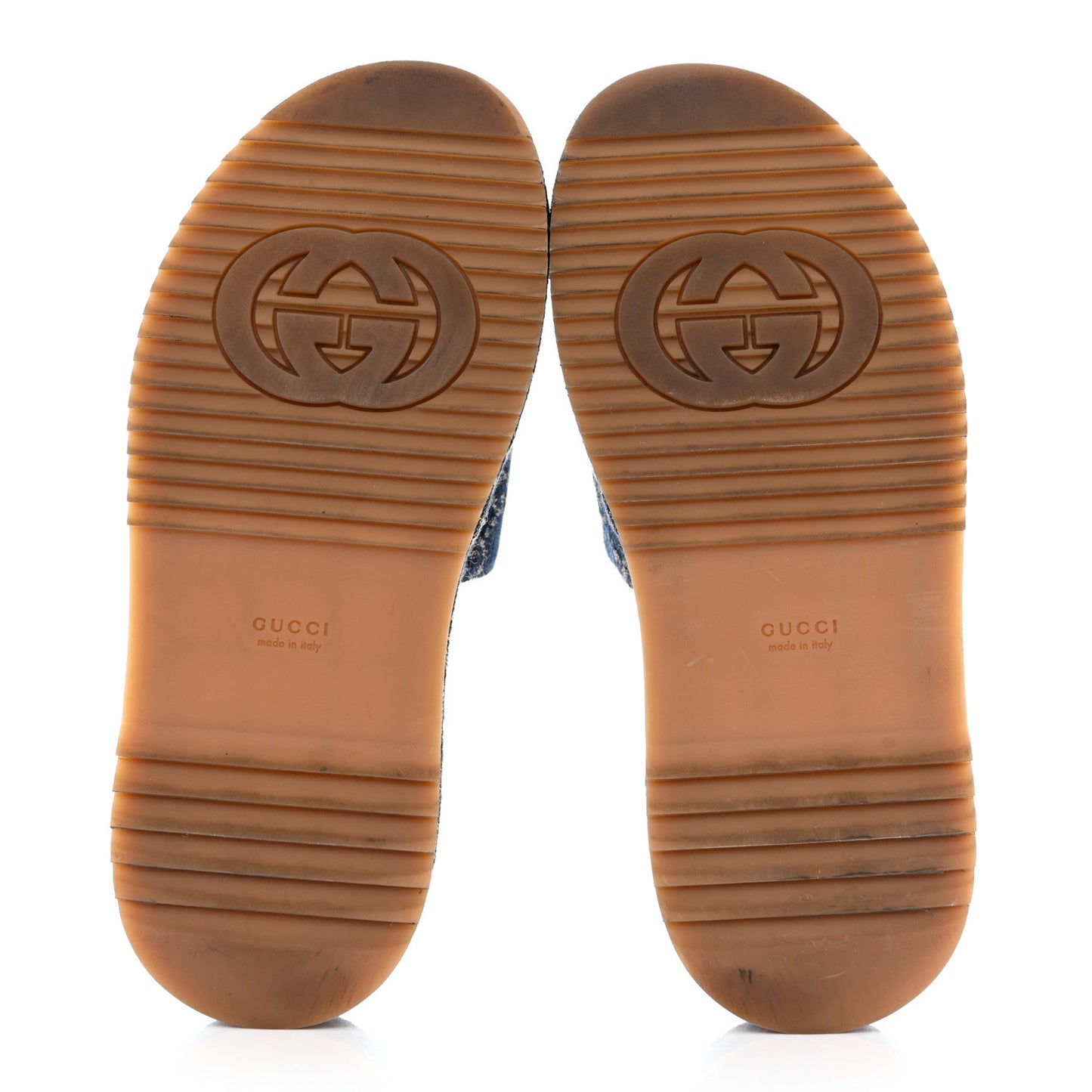 New Denim GG Monogram Angelina Platform 55mm Slide Sandals 37 Blue Tea