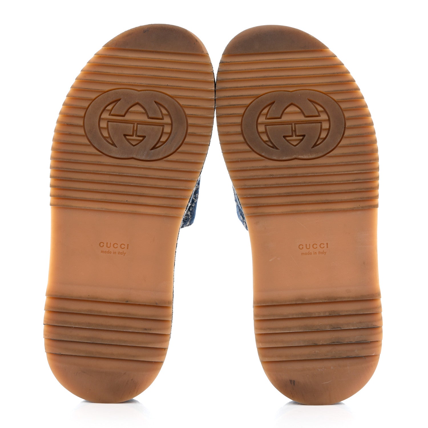 Gucci New Denim GG Monogram Angelina Platform 55mm Slide Sandals 37 Blue Tea 5 of 9