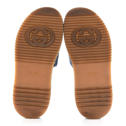 Gucci New Denim GG Monogram Angelina Platform 55mm Slide Sandals 37 Blue Tea 5 of 9