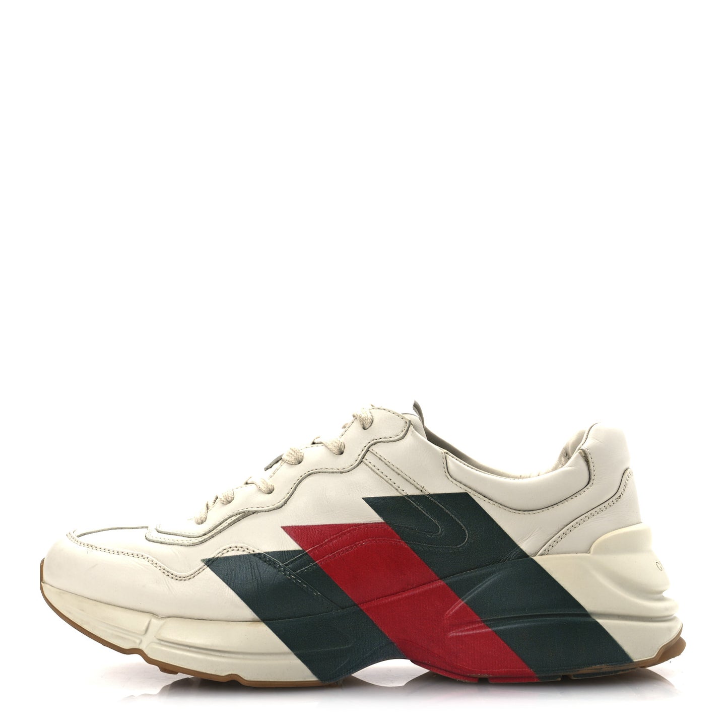 Calfskin Web Printed Mens Rhyton Sneakers 10 Mystic White