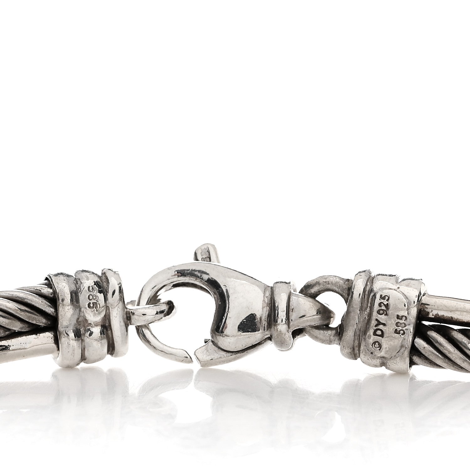 David Yurman Sterling Silver 14K White Gold Diamond 3mm Crossover Bracelet 3 of 3