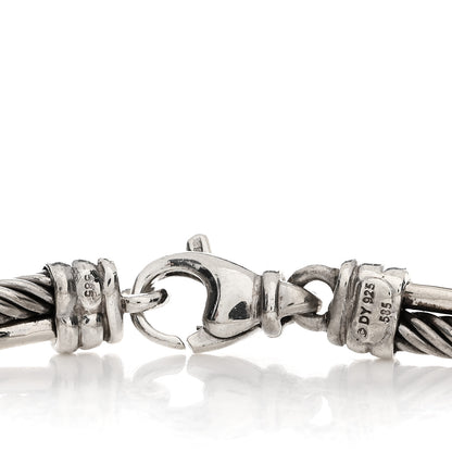 David Yurman Sterling Silver 14K White Gold Diamond 3mm Crossover Bracelet 3 of 3