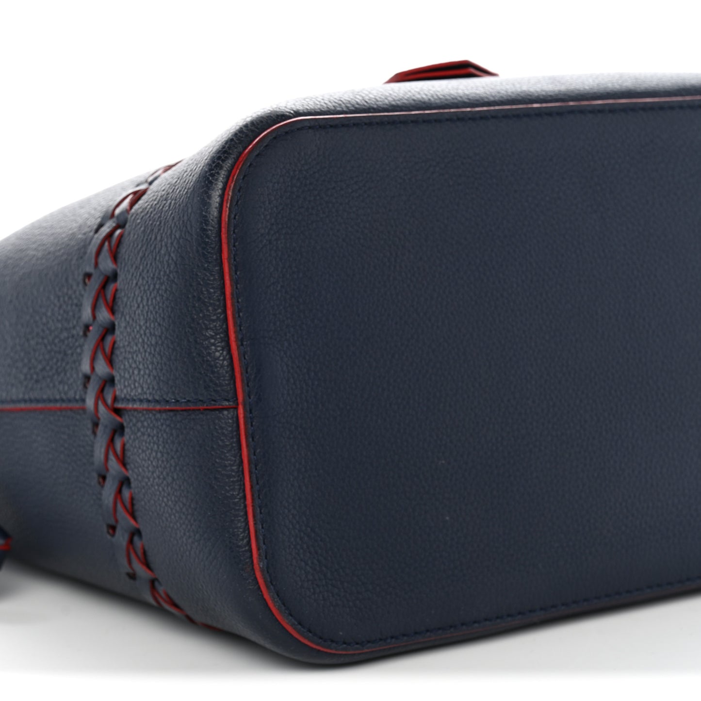 Soft Calfskin Braided Lockme Bucket Marine Rouge