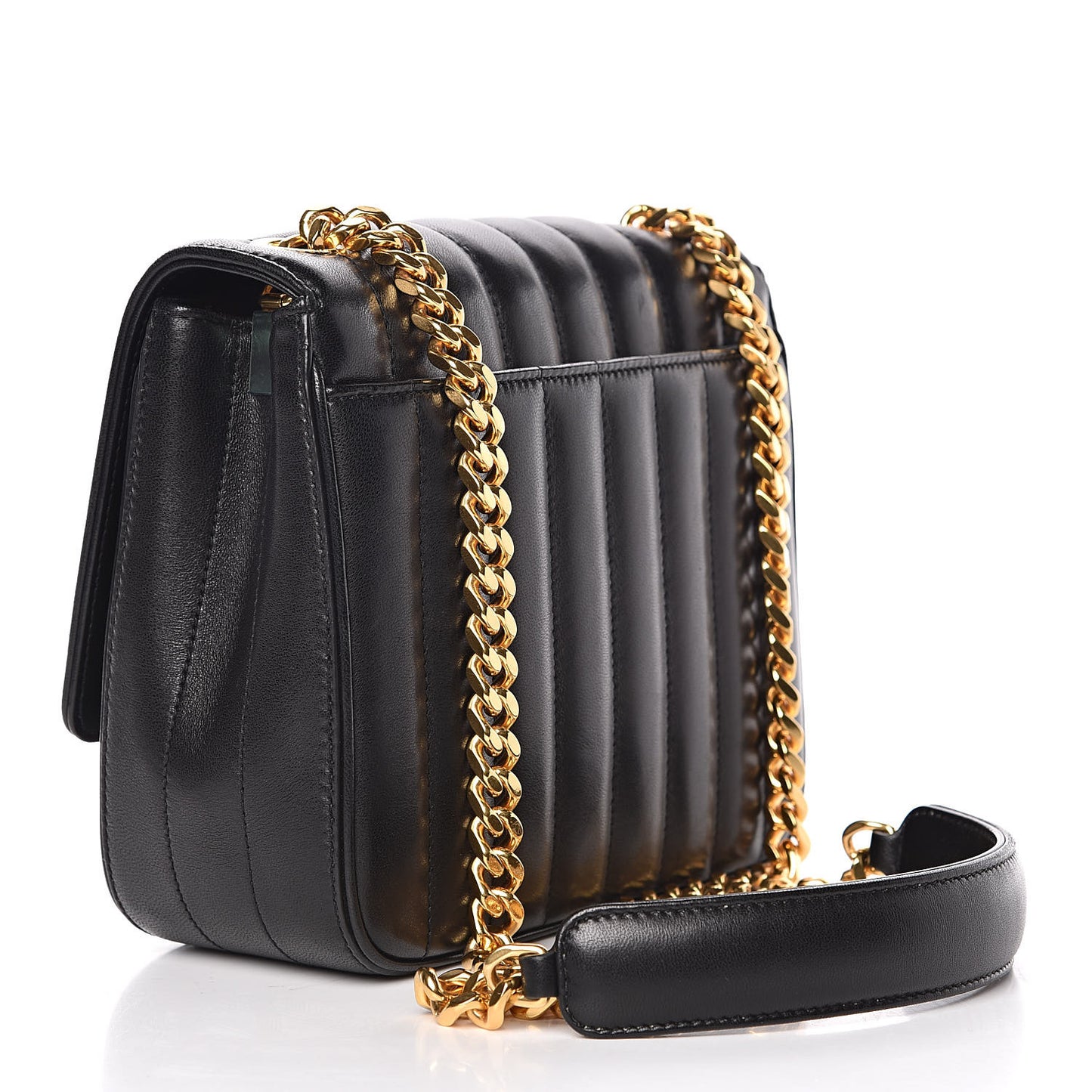 Lambskin Matelasse Monogram Medium Vicky Chain Bag Black