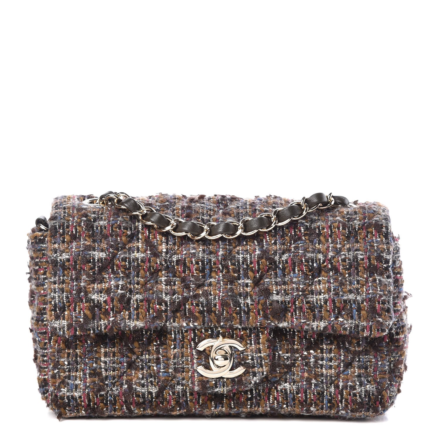 Chanel Tweed Quilted Mini Rectangular Flap Beige 1 of 9