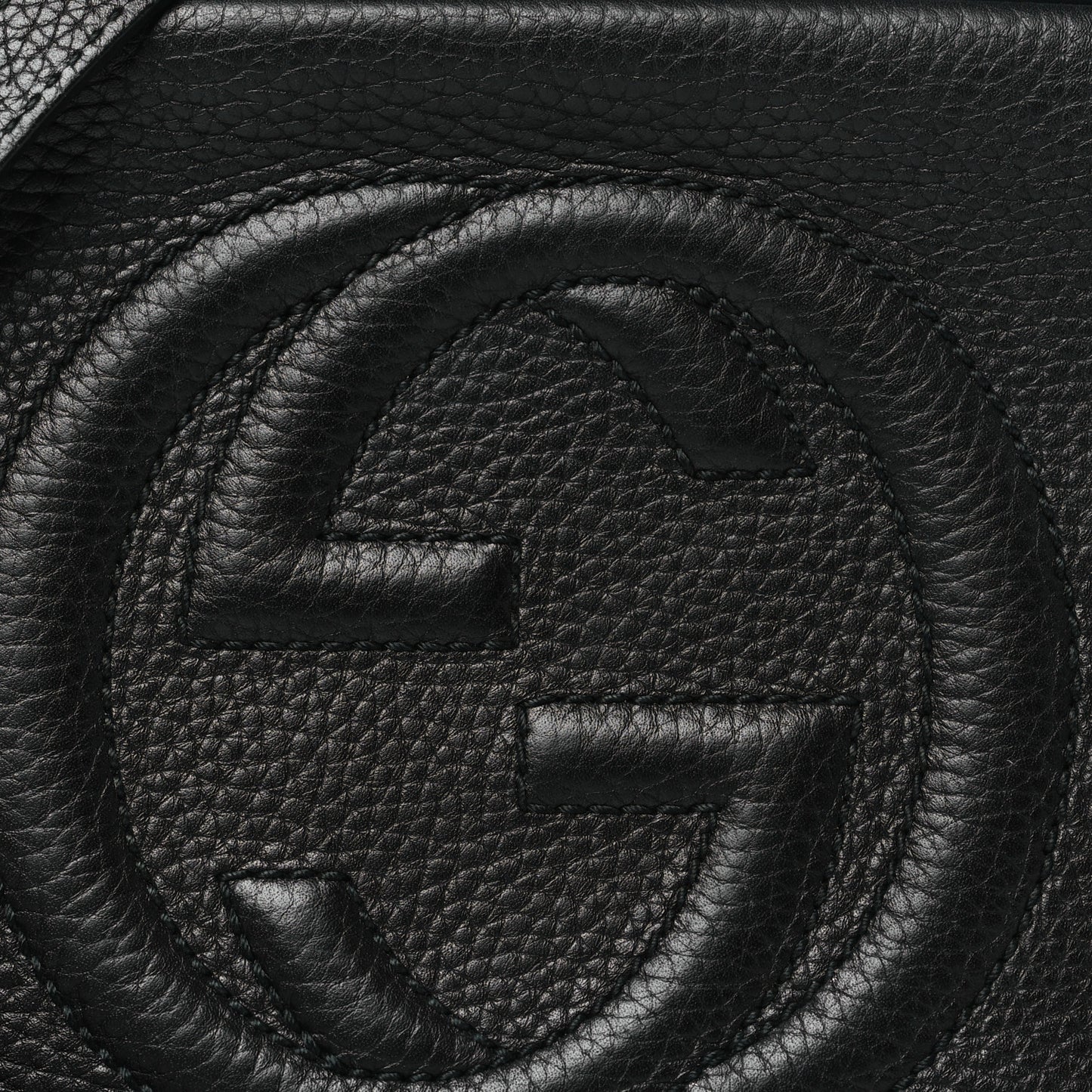 Pebbled Calfskin Small Soho Disco Bag Black