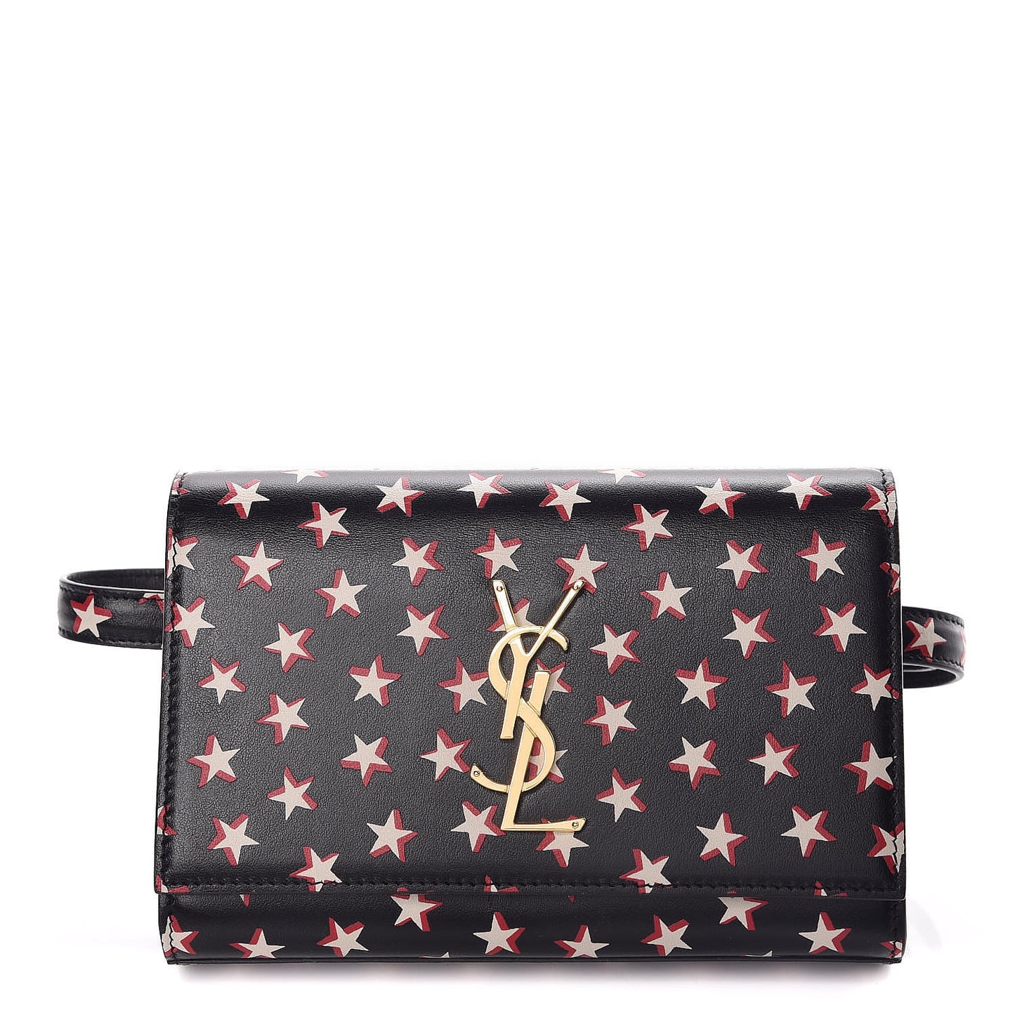 Smooth Calfskin Star Print Monogram Kate Belt Bag Black Ivory Red