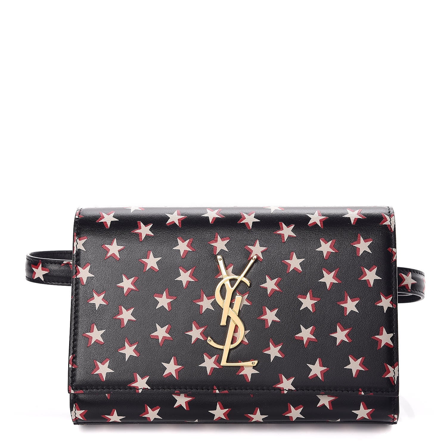 Saint Laurent Smooth Calfskin Star Print Monogram Kate Belt Bag Black Ivory Red 1 of 9