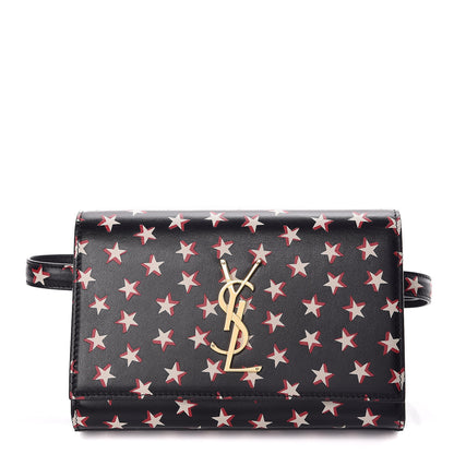 Saint Laurent Smooth Calfskin Star Print Monogram Kate Belt Bag Black Ivory Red 1 of 9