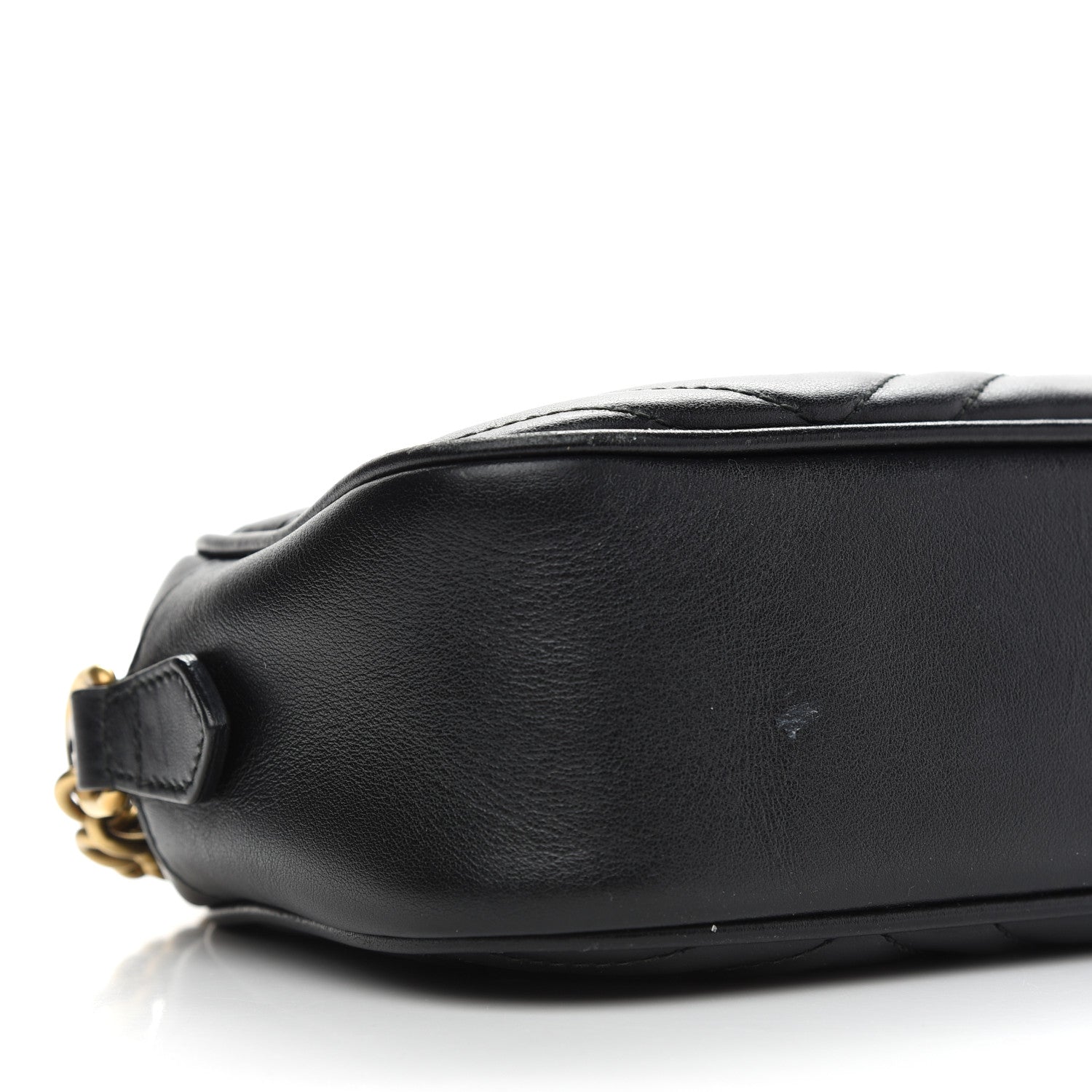 Gucci Calfskin Matelasse Small GG Marmont Chain Shoulder Bag Black 8 of 9