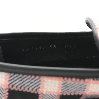 Gucci Tweed Check Horsebit Womens Jordaan Loafers 38 Black Pink Multicolor 8 of 8