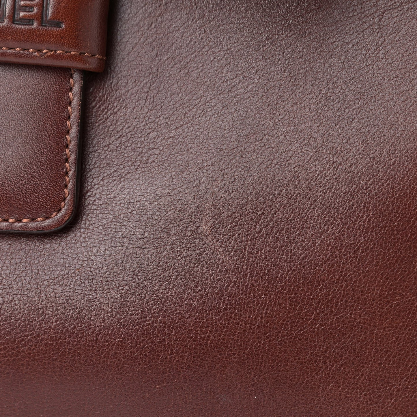 Calfskin Logo Shoulder Bag Brown