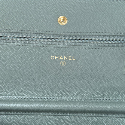Chanel Iridescent Caviar Quilted Wallet On Chain WOC Green 6 of 12