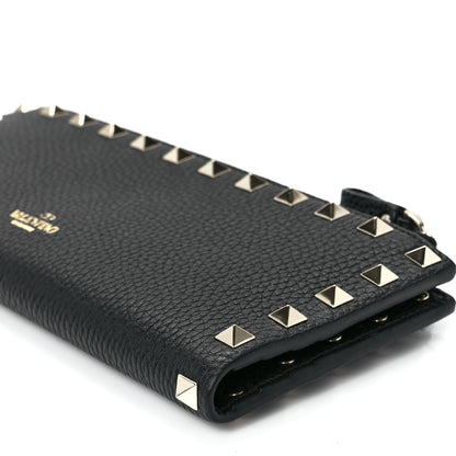 Valentino Garavani Pebbled Calfskin Rockstud Fold Zip Wallet Black 12 of 12
