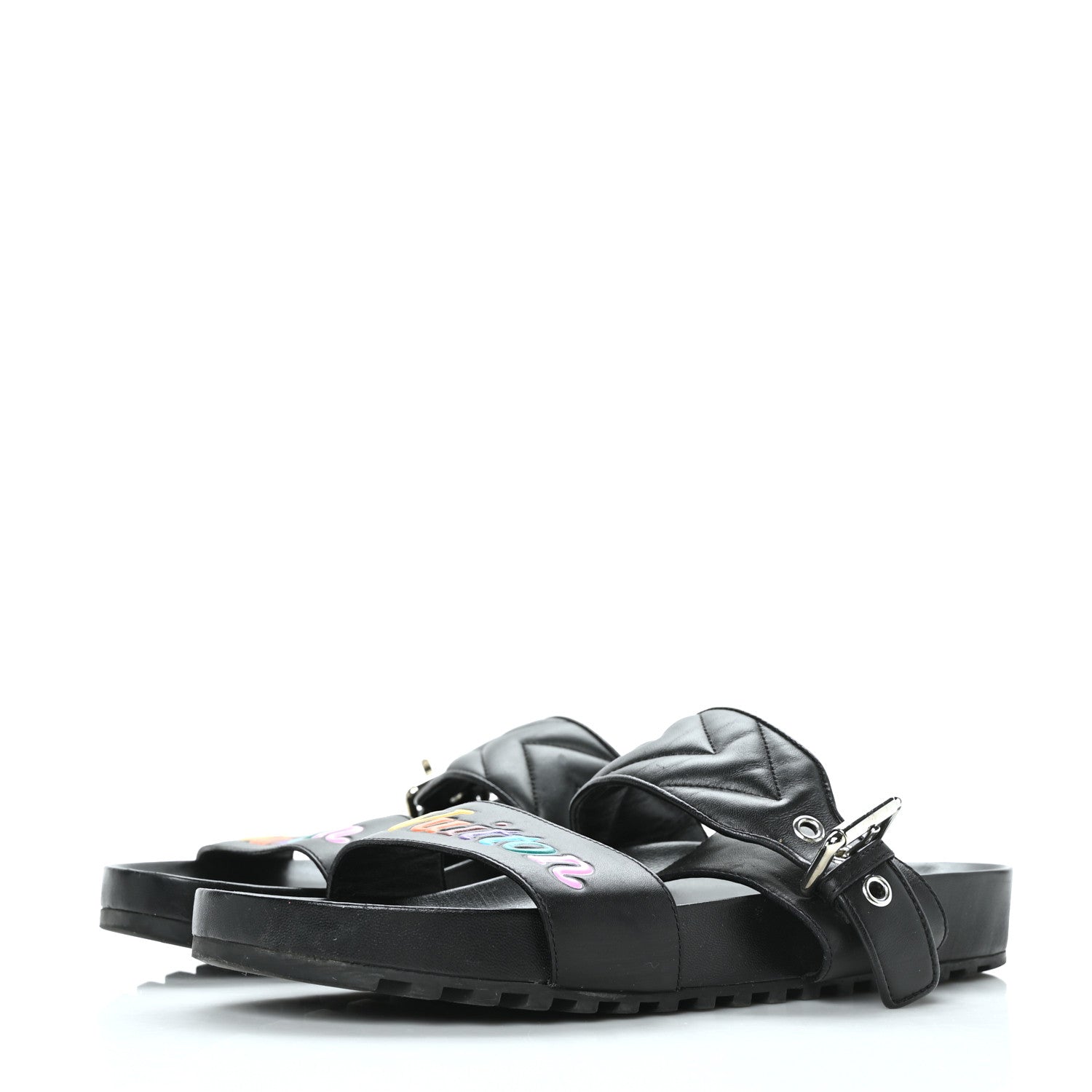 Louis Vuitton Calfskin New Wave Bom Dia Mule Sandals 40 Black 3 of 8
