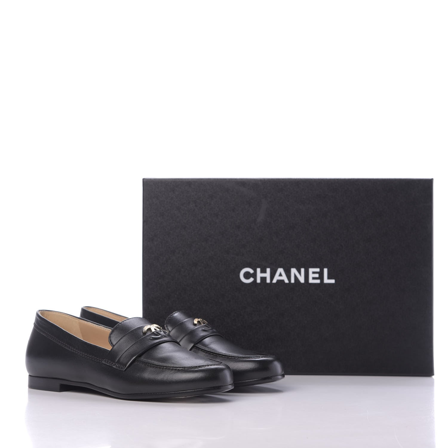 Chanel Lambskin CC Loafers 36 Black 9 of 9