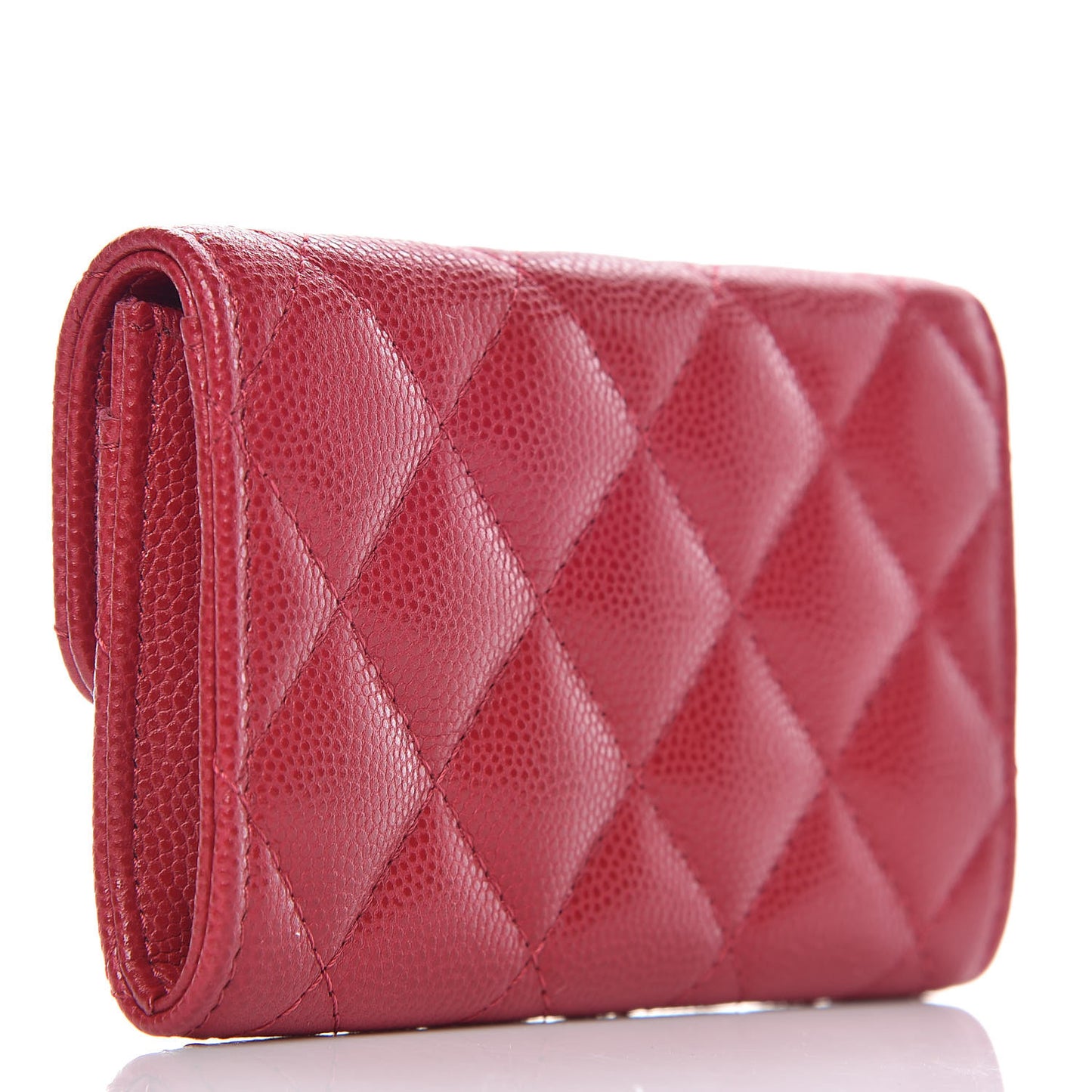 Caviar Quilted Flap Card Holder Pink