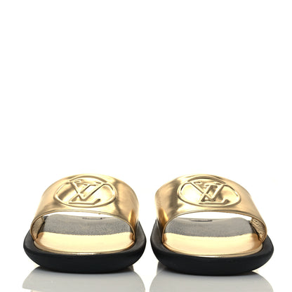 Louis Vuitton Metallic Calfskin Sunbath Slide Sandals 38 Gold 2 of 7
