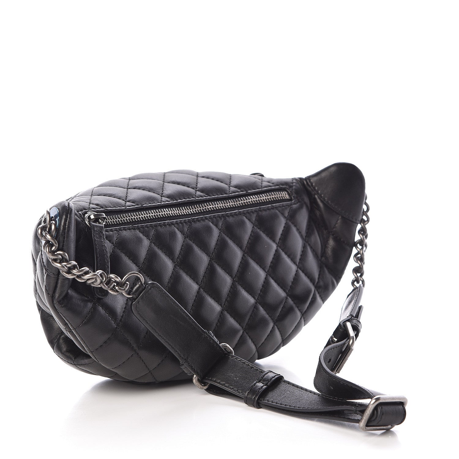 Chanel Lambskin Quilted Banane Waist Bag Fanny Pack Black 3 of 11