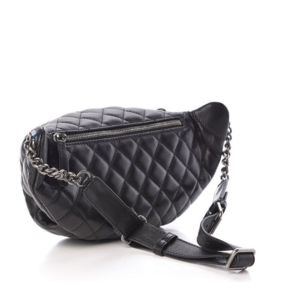 Chanel Lambskin Quilted Banane Waist Bag Fanny Pack Black 3 of 11