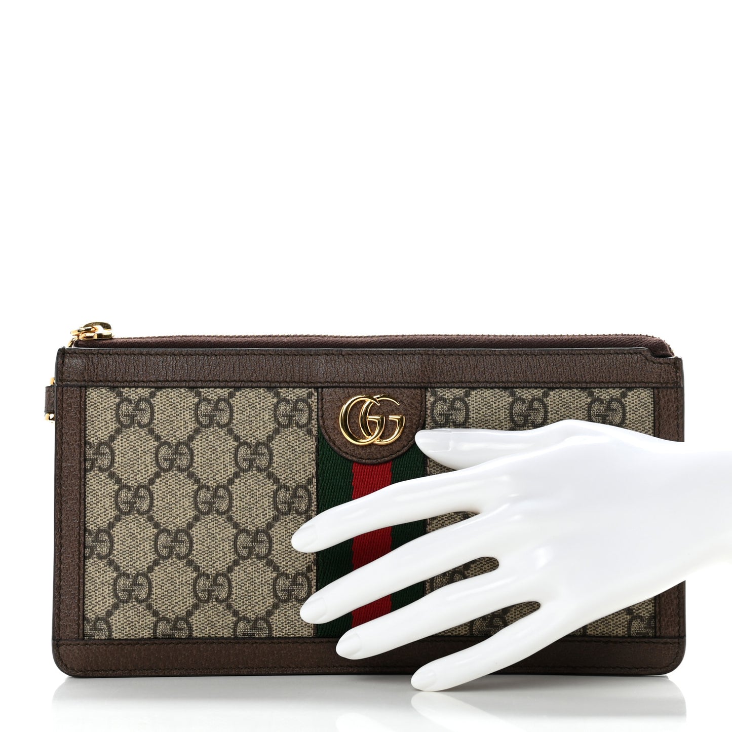 GG Supreme Monogram Web Travel Wristlet Beige New Acero