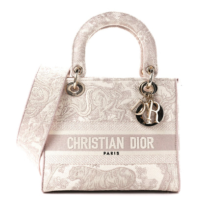 Christian Dior Canvas Toile De Jouy Reverse Embroidered Medium Lady D-Lite Rose 1 of 10