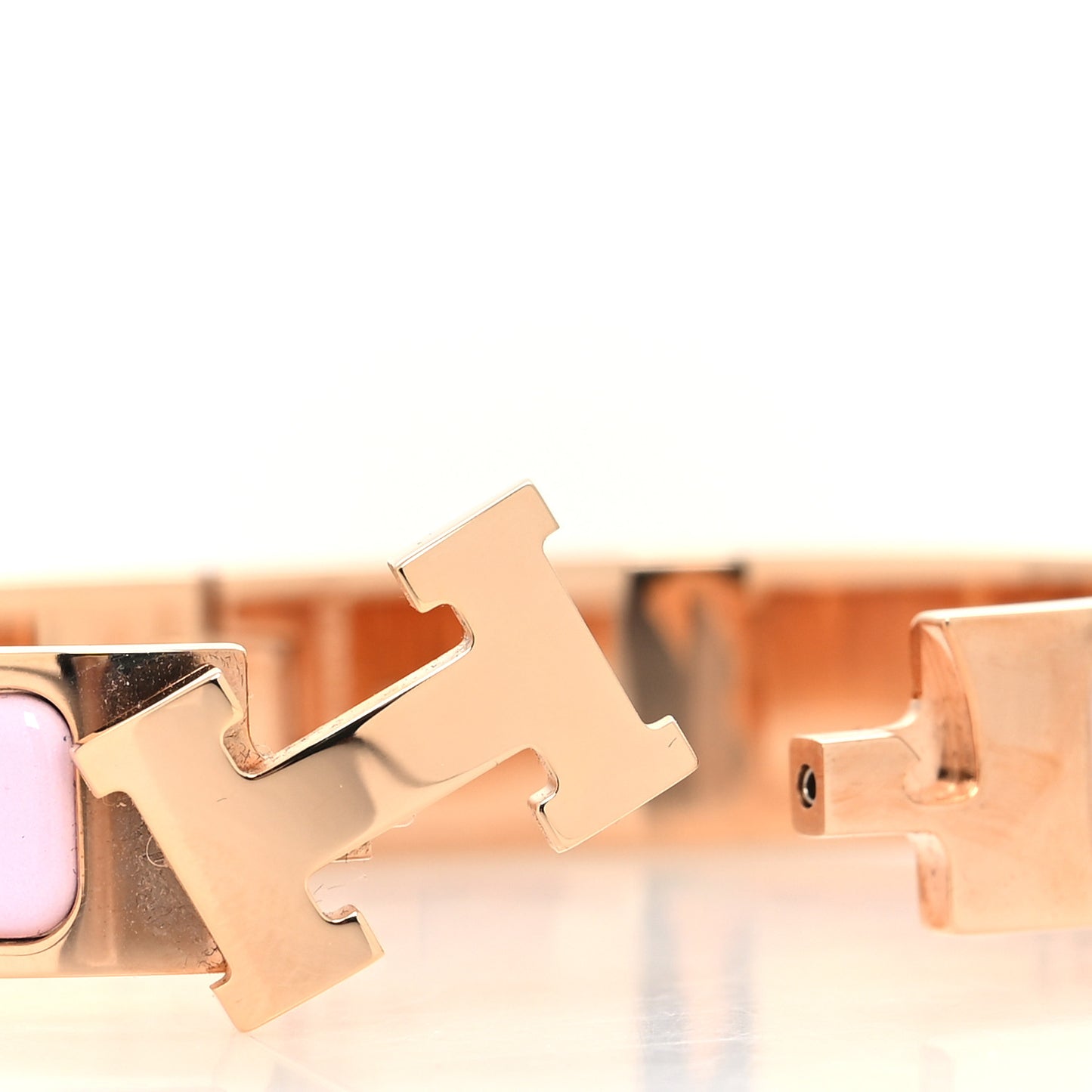 Enamel Narrow Clic Clac H Bracelet GM Rose Dragee