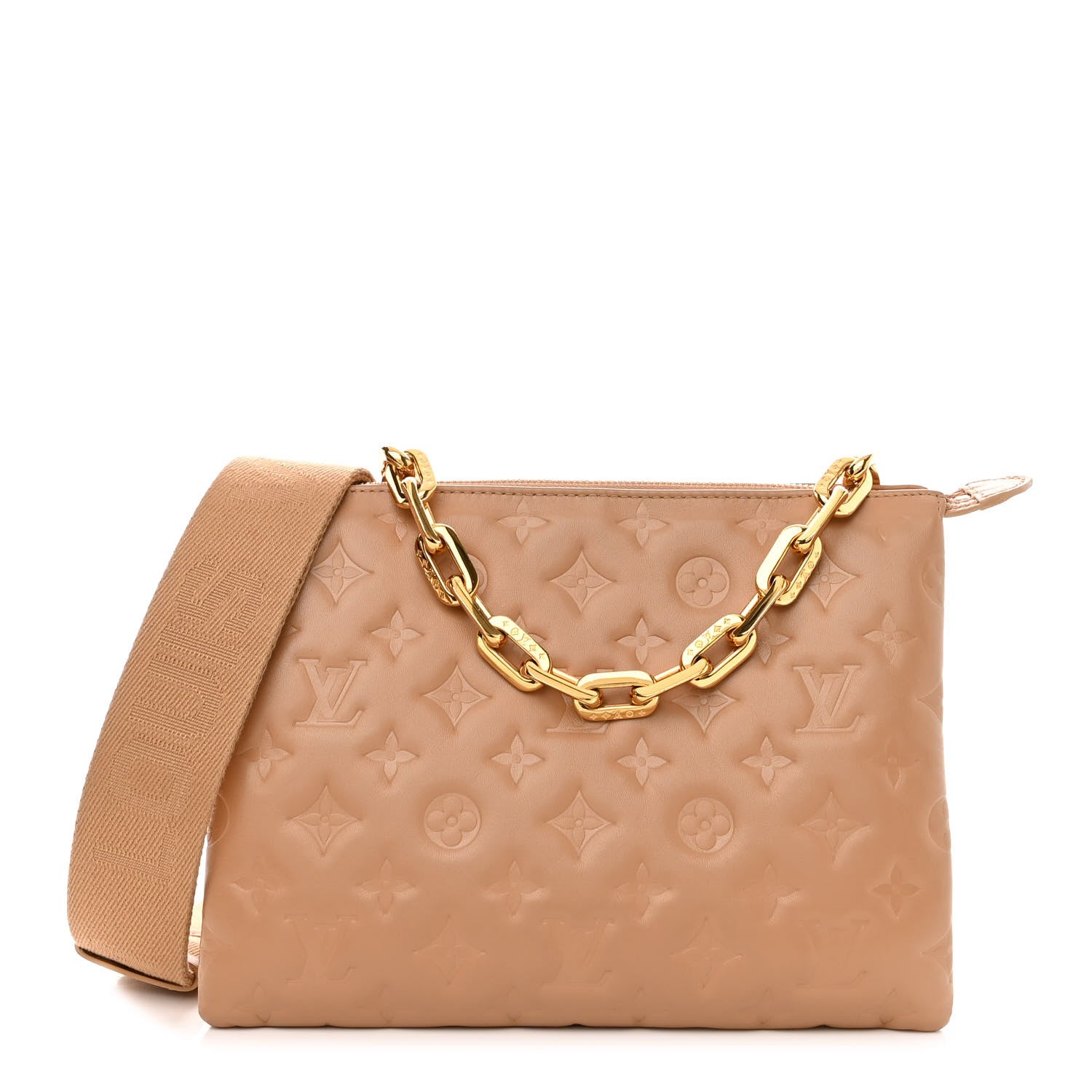 Louis Vuitton Lambskin Embossed Monogram Coussin PM Camel 1 of 11