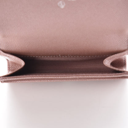 Chanel Metallic Caviar Chevron Quilted Vintage Mademoiselle Card Holder Pink 7 of 11