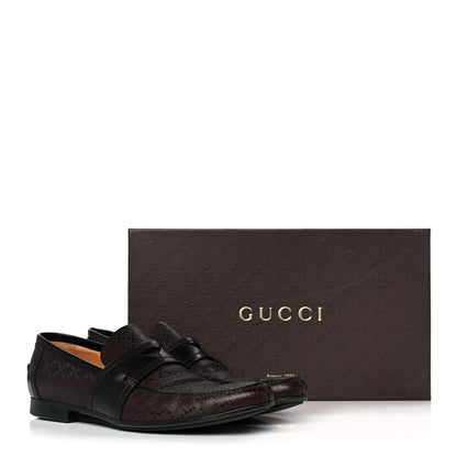 Gucci Diamante Calfskin Mens Driver Loafers 9 Brown 12 of 12