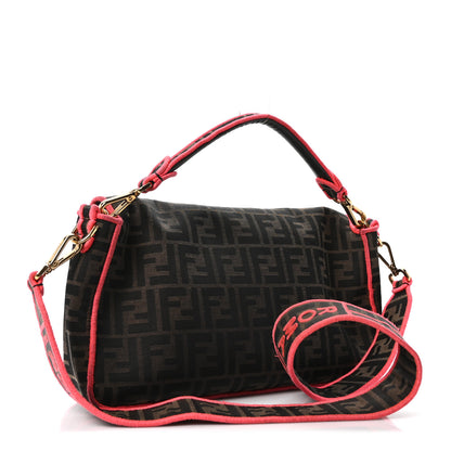 Fendi Fabric Jacquard FF 1974 Large Baguette Tobacco Moro Fuxia Fluo 3 of 10