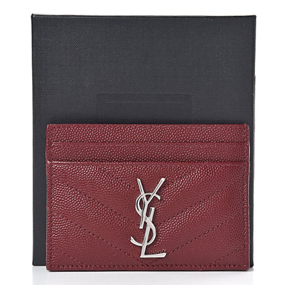 Saint Laurent Grain De Poudre Matelasse Chevron Monogram Credit Card Case Palissandre 9 of 9