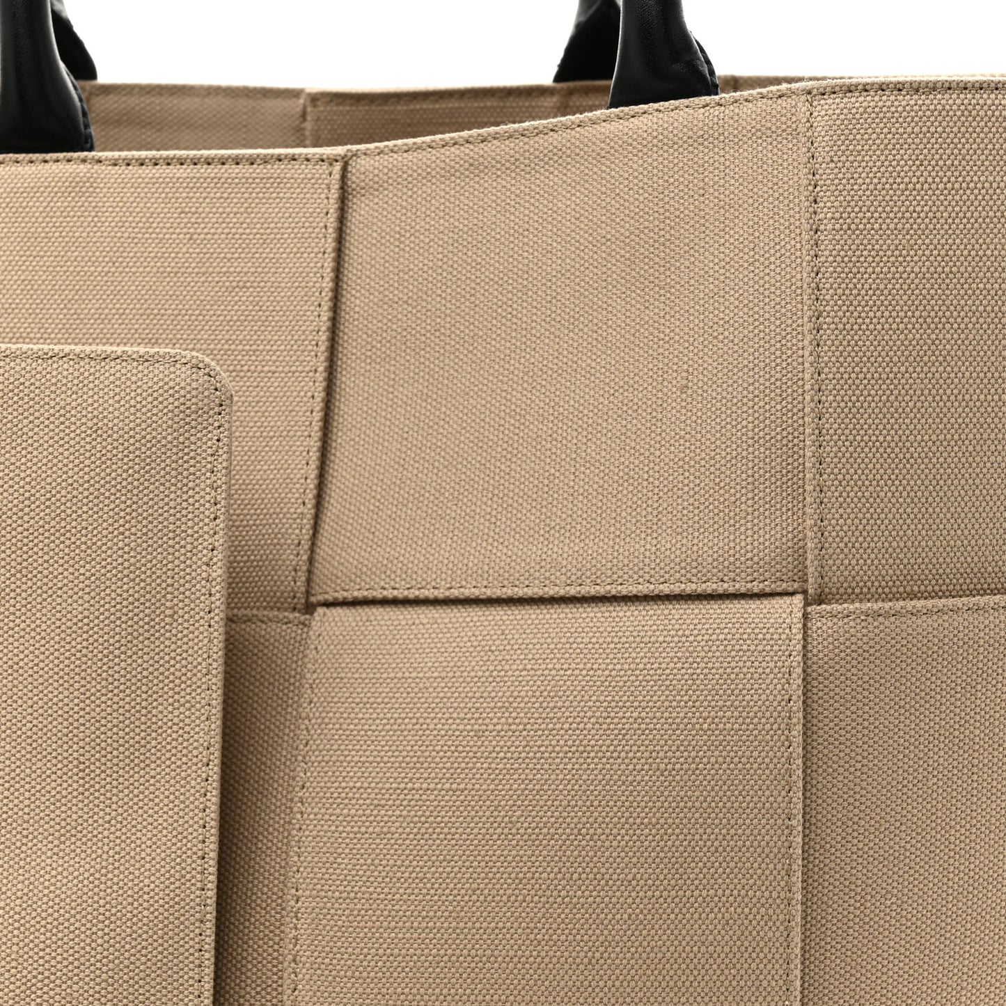 Canvas Intrecciato Large Arco Tote Beige Black
