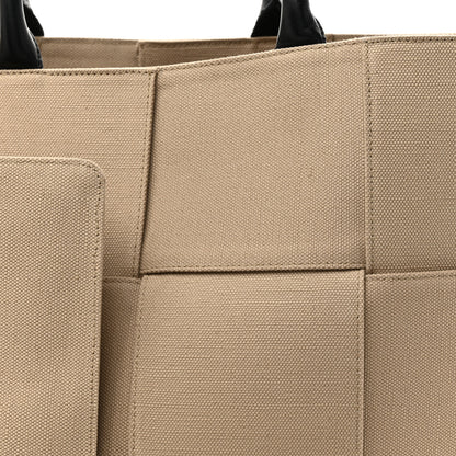 Bottega Veneta Canvas Intrecciato Large Arco Tote Beige Black 9 of 14