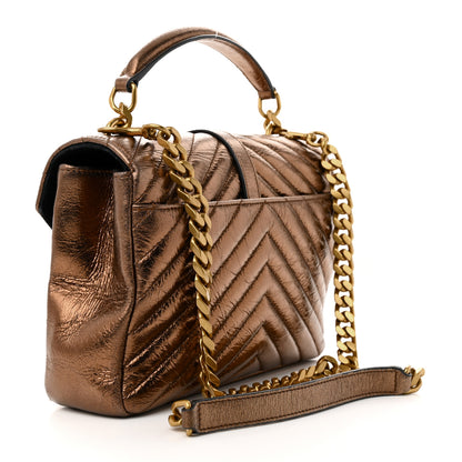 Saint Laurent Metallic Calfskin Matelasse Chevron Monogram Medium College Bag Bronze 3 of 14